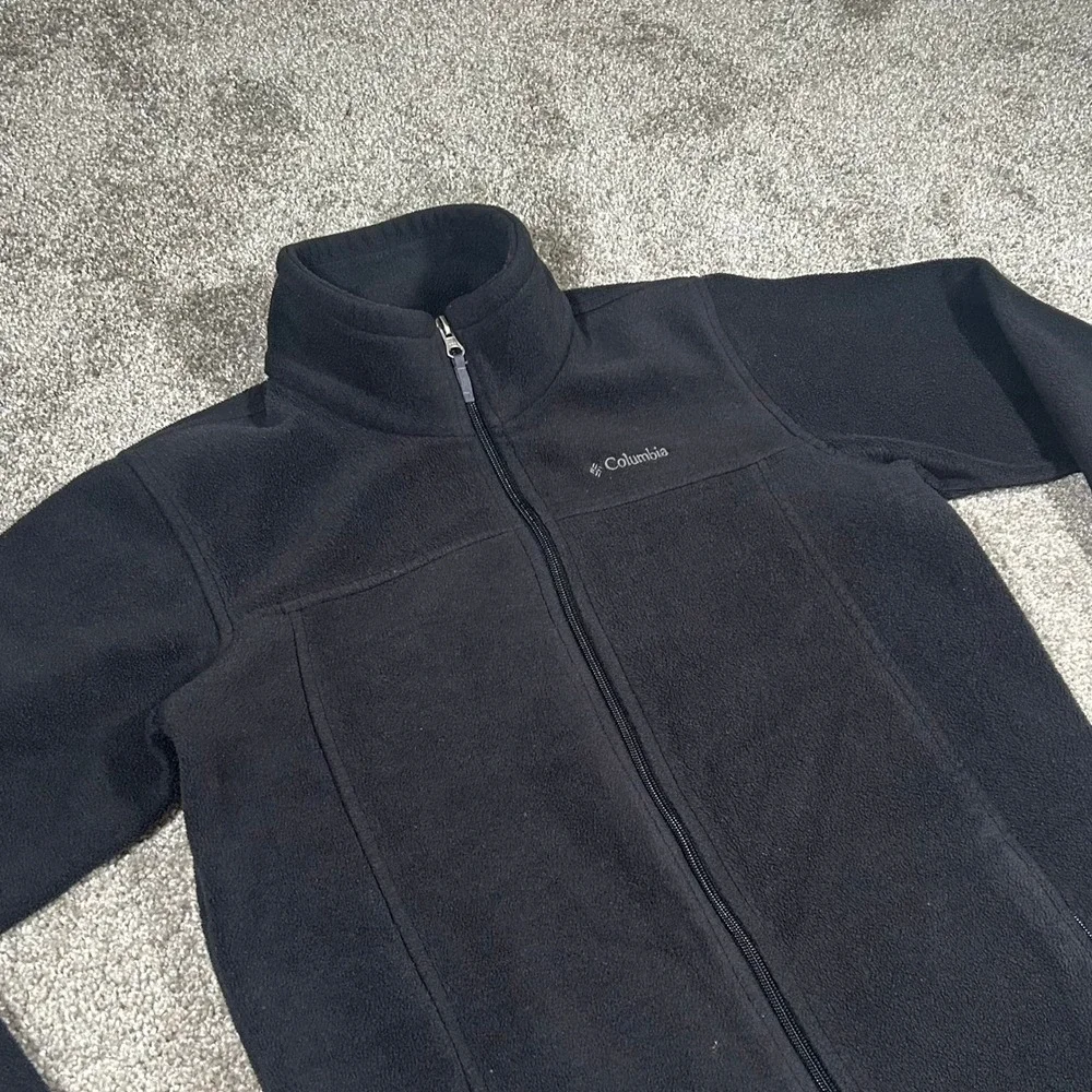 Columbia Boys XL 18/20 Black Full Zip Fleece Jacket Mock Neck Outdoor Layer